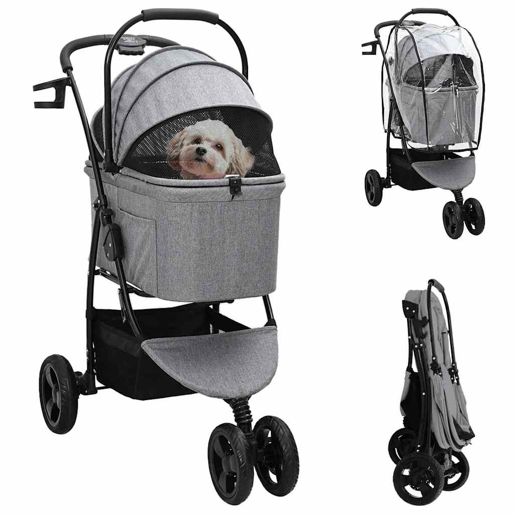 VidaXL Opvouwbare huisdierenwagen grijs 78 x 54 x 101 cm polyester