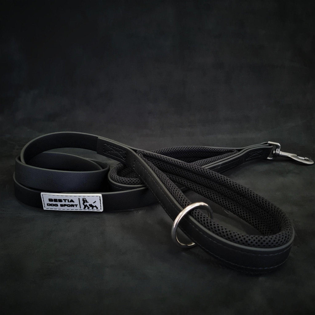 Bestia Dog Sport Doppelgriff-Leine Schwarz