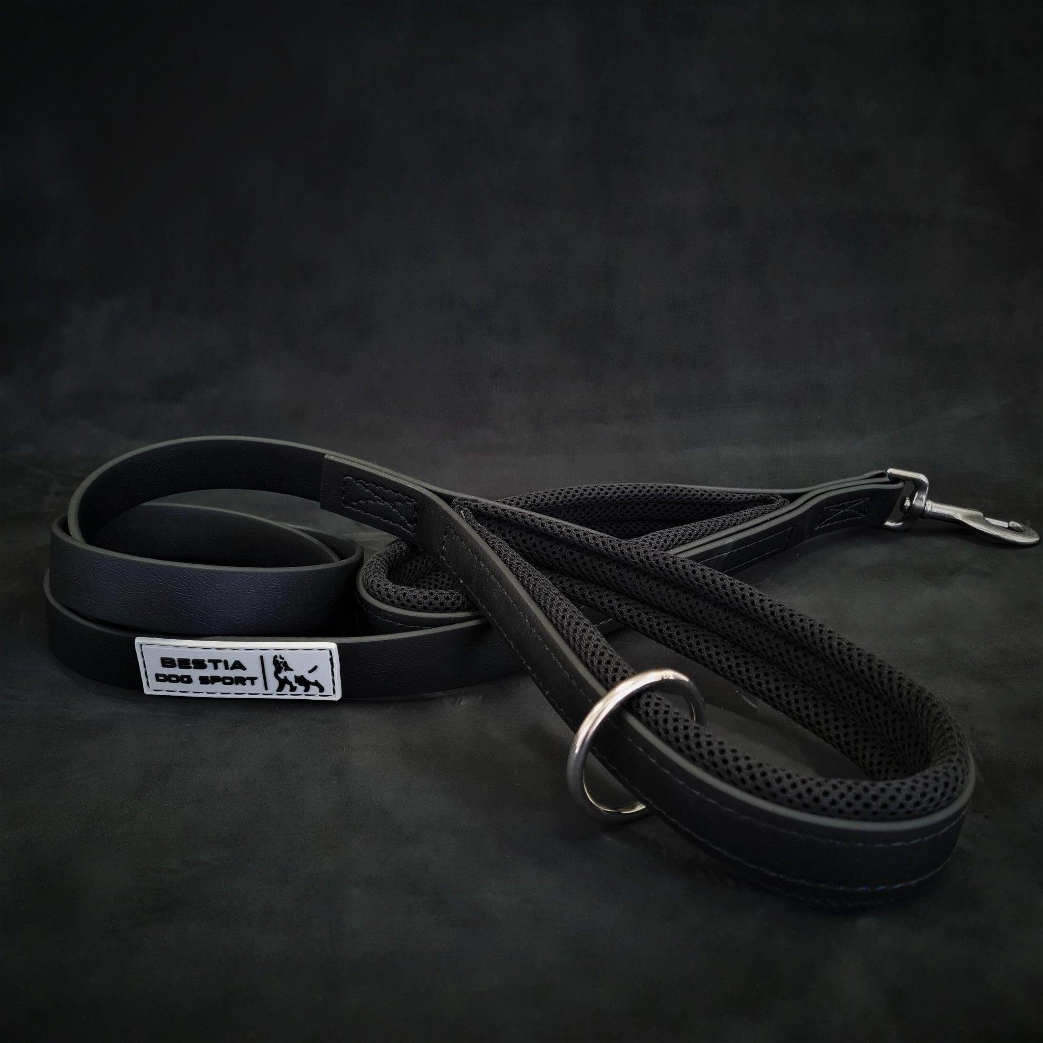 Bestia Dog Sport Doppelgriff-Leine Schwarz