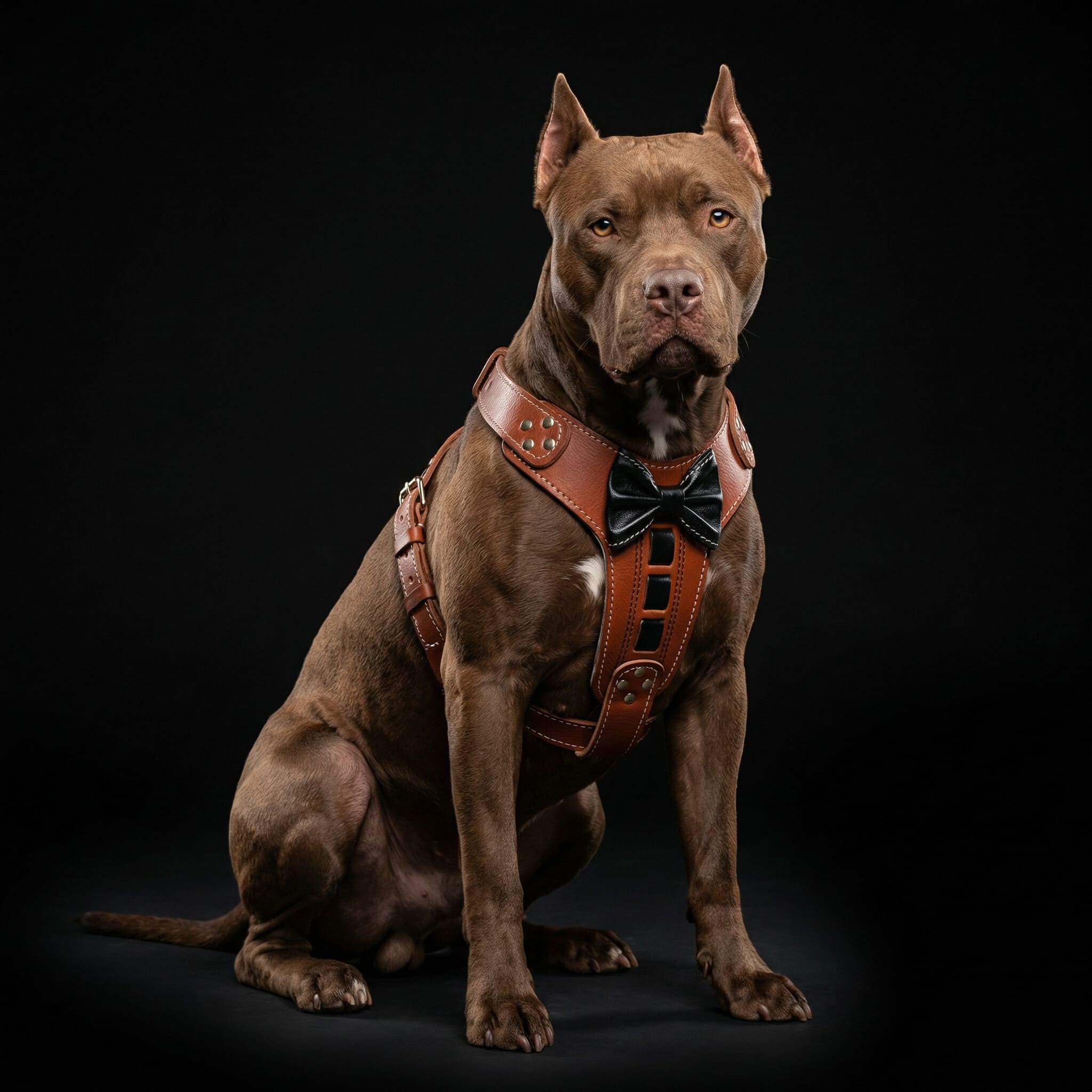 Bestia „Bowtie“ Leder-Hundegeschirr – Zweite Variante